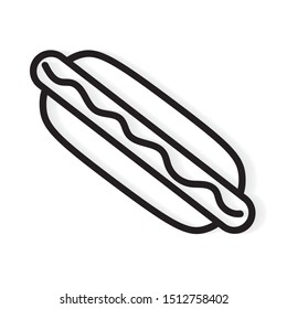 black hot dog icon- vector illustration