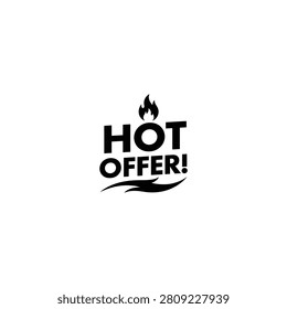 Black hot offer sign with flames vector illustration