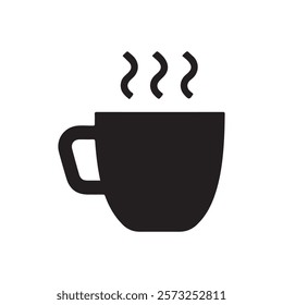 Black Hot tea cup silhouette vector illustration on white background.
