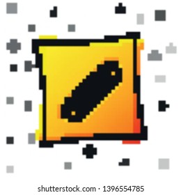 Black Hotdog sandwich icon isolated on white background. Sausage icon. Fast food sign. Yellow square button. Vector Illustration