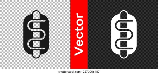 Black Hotdog sandwich icon isolated on transparent background. Sausage icon. Fast food sign.  Vector