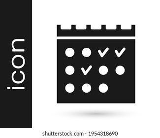 Black Hotel booking calendar icon isolated on white background.  Vector