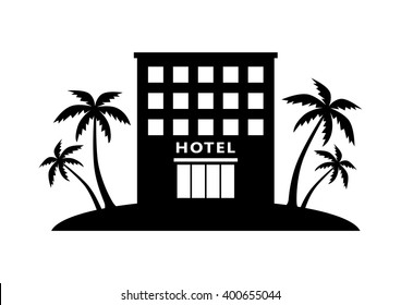 Black hotel icon on white background          