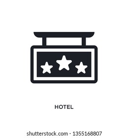 black hotel isolated vector icon. simple element illustration from hotel and restaurant concept vector icons. hotel editable logo symbol design on white background. can be use for web and mobile
