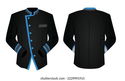 Black  hotel receptionist uniform. vector