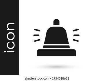 Black Hotel service bell icon isolated on white background. Reception bell.  Vector
