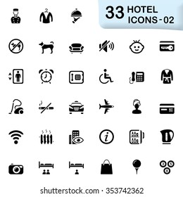 Black hotel and vacation icons