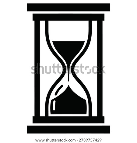 Black hourglass icon with sand timer symbol on white background icon