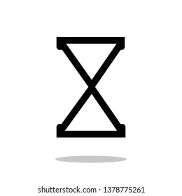 Black hourglass vector icon, sand clock isolated object on white background