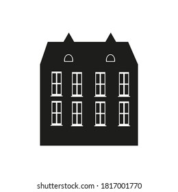 Black house building outline icon on white background. Contour vector illustration. Architecture concept. Concept design. Vector icon.