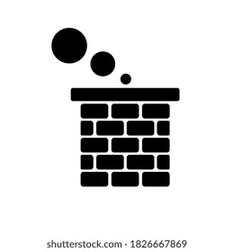 Black house Chimney christmas icon, flat design