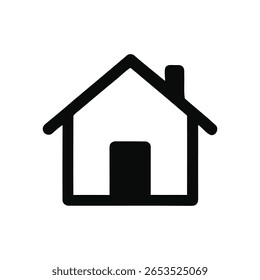Uma casa preta com um ícone de chaminé vetorial