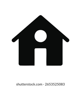 Uma casa preta com um ícone de chaminé vetorial