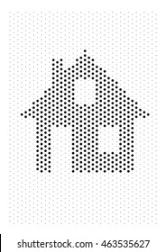 Black house formed by dots in a grid system.