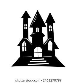 black house horror illustration dark art vintage drawing retro spooky creepy pasta ghost zombie icon logo design 