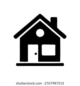 Black house icon with chimney