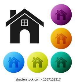 Black House icon isolated on white background. Home symbol. Set icons colorful circle buttons. Vector Illustration