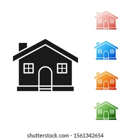 Black House icon isolated on white background. Home symbol. Set icons colorful. Vector Illustration