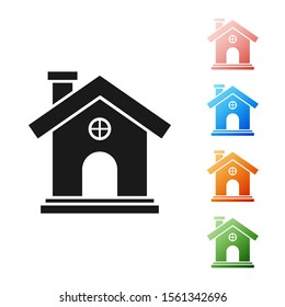 Black House icon isolated on white background. Home symbol. Set icons colorful. Vector Illustration