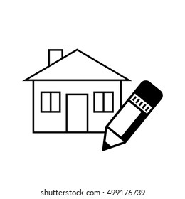 Black house icon on white background  