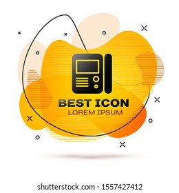 Black House intercom system icon isolated on white background. Abstract banner with liquid shapes. Vector Illustration