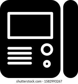 Black House intercom system icon isolated on white background.  Vector Illustration