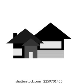 Black house isolated on white background.