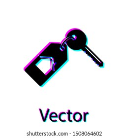 Black House with key icon isolated on white background. The concept of the house turnkey.  Vector Illustration