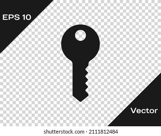 Black House key icon isolated on transparent background.  Vector