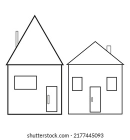 black house line. Vector illustration. Stock image. 