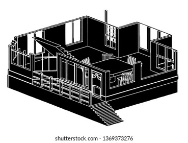 Black house on a white background. Vector   