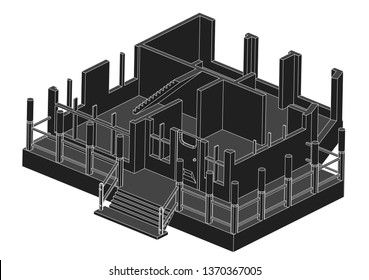 Black house on a white background. Vector   