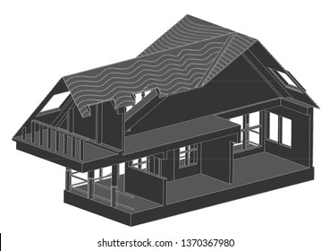 Black house on a white background. Vector   