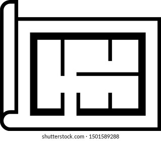 Black House plan icon isolated on white background.  Vector Illustration