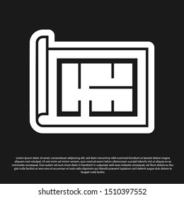 Black House plan icon isolated on black background.  Vector Illustration