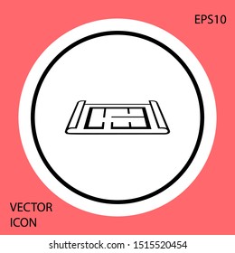 Black House plan icon isolated on red background. White circle button. Vector Illustration