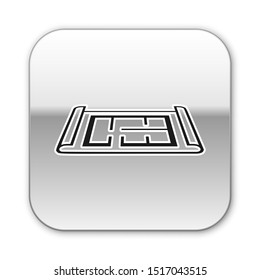 Black House plan icon isolated on white background. Silver square button. Vector Illustration
