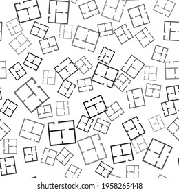 Black House plan icon isolated seamless pattern on white background.  Vector Illustration