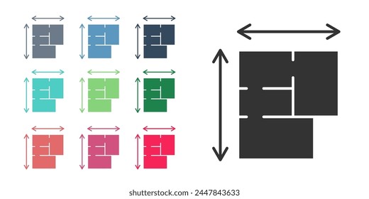 Black House plan icon isolated on white background. Set icons colorful. Vector