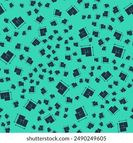 Black House plan icon isolated seamless pattern on green background.  Vector