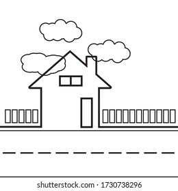 Black house plan line drawing the beautiful white background