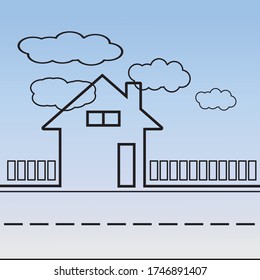 Black house plan line drawing the beautiful white background