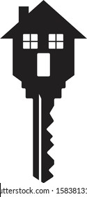 Black House shaped key vector