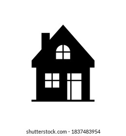 Black house silhouette. Building icon. Element of building icon for mobile concept and web apps. Detailed building icon can be used for web and mobile. Residential house property exterior view.