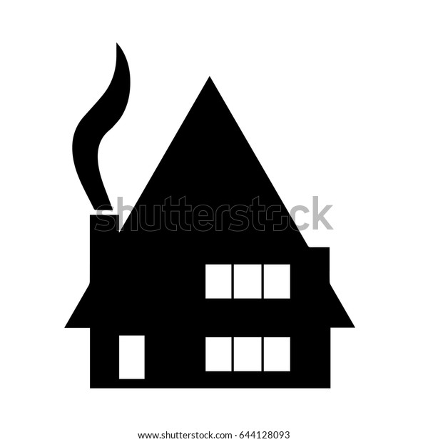 Black House Silhouette Vector Chimney Smoke Stock Vector Royalty