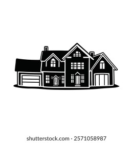 Black House Silhouette Vector Design
