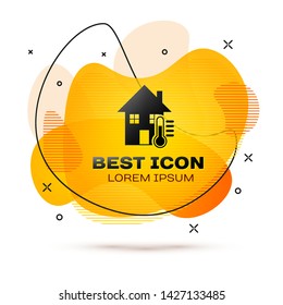 Black House temperature icon isolated on white background. Thermometer icon. Fluid color banner. Vector Illustration