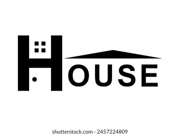 Schwarzes Haus Text Logo Symbol Flache Vektorgrafik Design