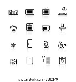 black household appliances icons