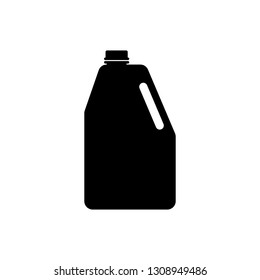 Black Household chemicals blank plastic bottle icon isolated on white background. Liquid detergent or soap, stain remover, laundry bleach. Vector Illustration